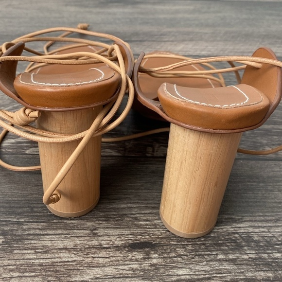 Ulla Johnson 40 Roxie Brown Leather Ankle Tie Up Heels - Picture 12 of 13